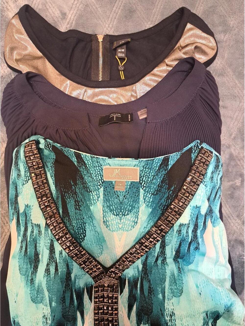3 Lot Of Top 1X Stretch Shirt Tahari, JM Collection, 6TH Short Sleeve Blouse